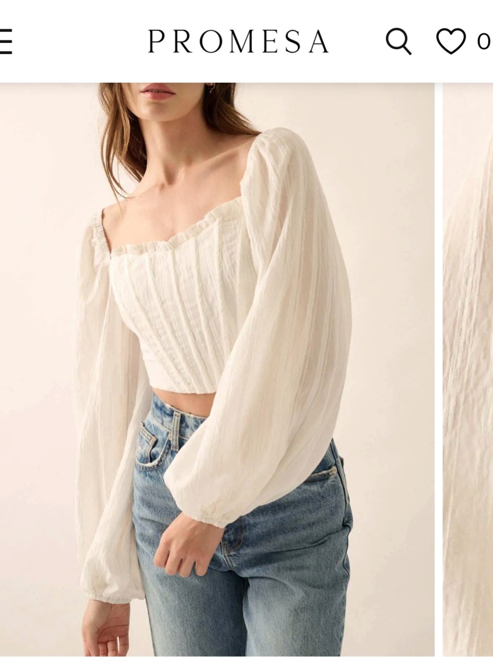 Promesa White Puff-Sleeve corsét Top
